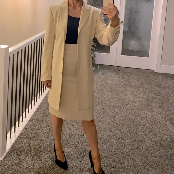 Cream longline blazer cheap